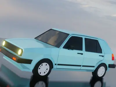 Volkswagen Golf II Low-poly style Low-poly 3D model