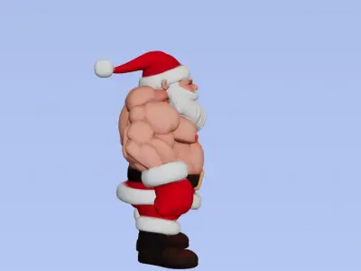 Strong Santa with Muscles Bust 3D Printable Buff Santa  3D print model