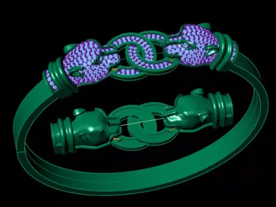 panther Inspired Jewelry 3D Bracelets  4 Models 3D print model