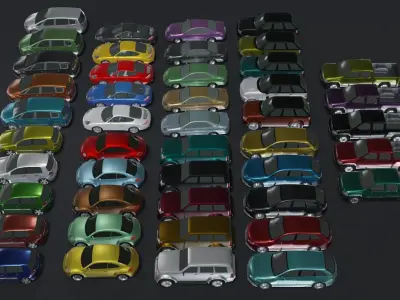 Generic Passenger Car Lowpoly 3D Models Pack Low-poly 3D model