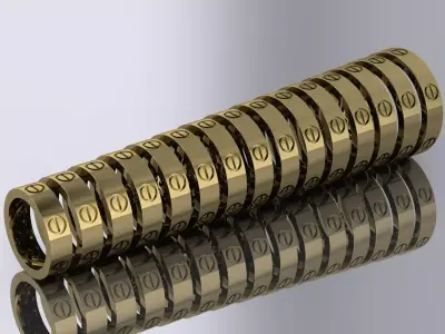 15 Sizes Brand Elegant Rings Jewelry Gold  3D print model