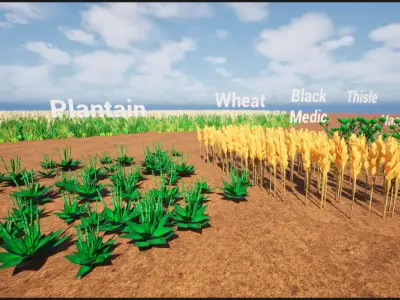 Stylized weeds plants grass nanite foliage Low-poly 3D model