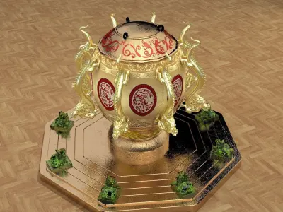 Chinese gold bronze burner   3D model