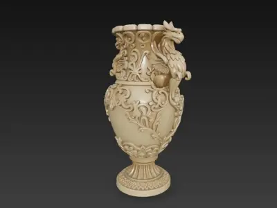 Dragon Headed Ancient Vase 3D model
