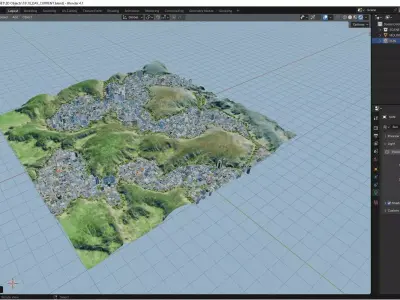 3x3 km Blender City Downtown Skyscraper Street 18 - DAY Low-poly 3D model