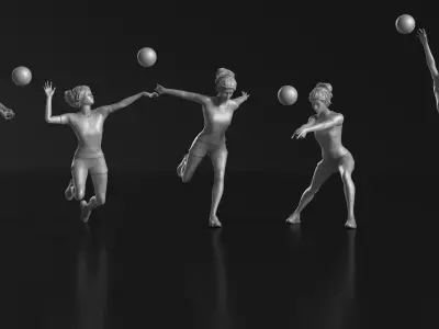 volleyball Woman 48 figure Set 01 3D print model