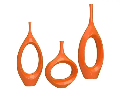 Decor Tabletop Hollowed Vases Orange 3D model