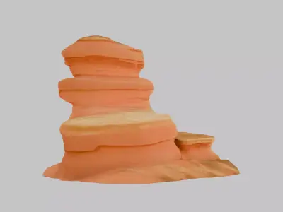 Stepped Stone Plateau - Low Poly Game Ready 3D Model Low-poly 3D model