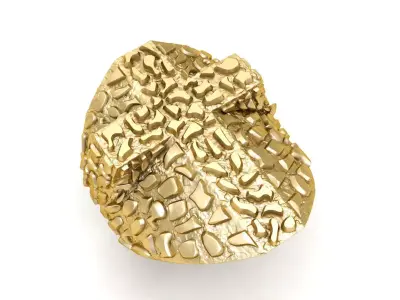 Gents Diamond  Nugget Ring 14 3D print model