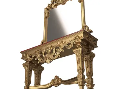Classic Console Table with Mirror 01 Low-poly 3D model