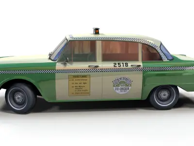 Vintage chicago taxi Low-poly 3D model