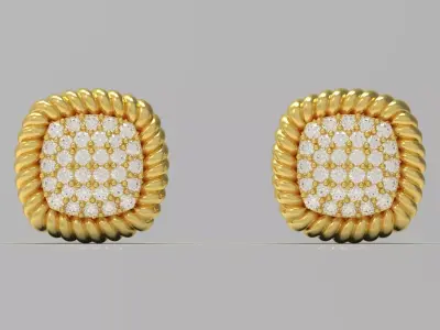 Yellow Gold Diamond Stud Earrings je0112 3D print model
