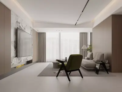 Modern living room dining room interior scenes 130 3D model