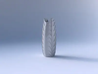 Vase double arc hexagon with horizontal wavy layers 3D print model
