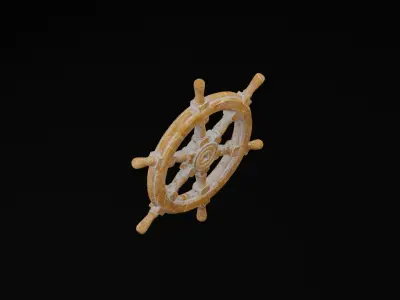 Ship Steering Wheel Low-poly 3D model