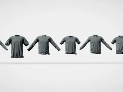 11 Basic LowPoly T-Shirts Pack 3D model