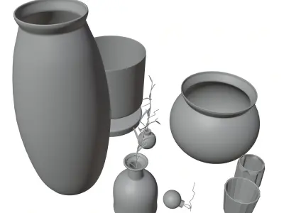 Decorative vases set HG2 3D model