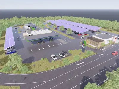 Gas Station and Vehicle Charging Station 3D model