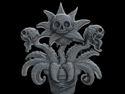 scary monster plants skull flower cnc model 3D print model