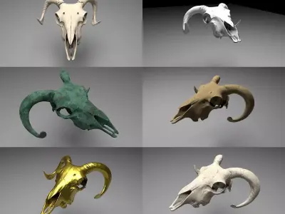 Ram Skull 3D model with six texture maps 3D model
