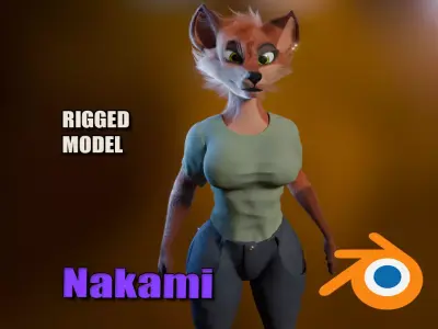 Nakami Anthro Fox Low-poly 3D model