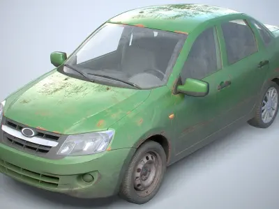 set of Retro sedan car  with interior  in 9 color variants az9 Low-poly 3D model