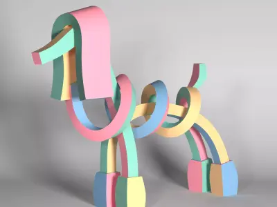 Poodle Pastel - Dog Model Low-poly 3D model