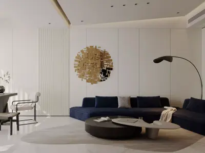 Modern living room dining room interior scenes 282 3D model