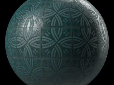 Stone Wall Materials 111- Ornament Ceramic Tile - Pbr Seamless Texture