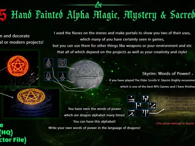 2555 Hand Painted Alpha Magic Signs and Elements -Vol 8 Texture