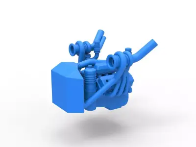 Engine of Uphill Sand Racing Dragster Version 3 Scale 1 to 25 3D print model