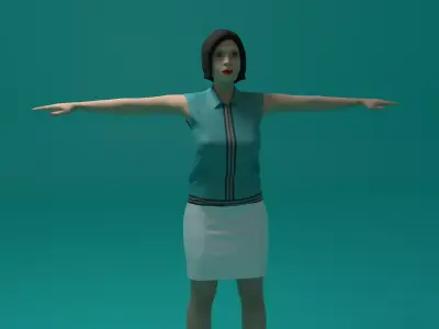 Tennis Player Woman Low-poly 3D model