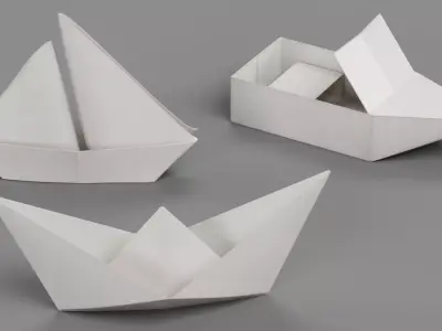 Paper Boats Low-poly 3D model