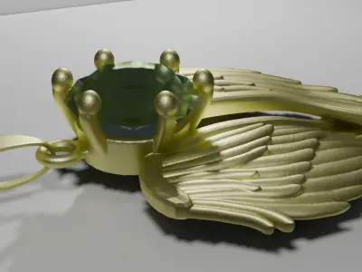 Golden Pendant with Gem Free 3D print model