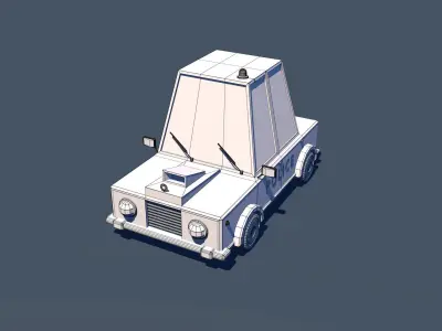 Cartoon Police Car Low-poly 3D model