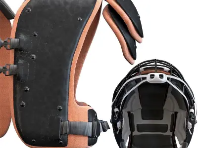 Americano football helmet and shoulder protection 3D model