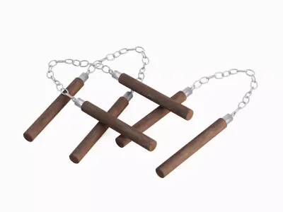Wooden Nunchaku 03 3D model