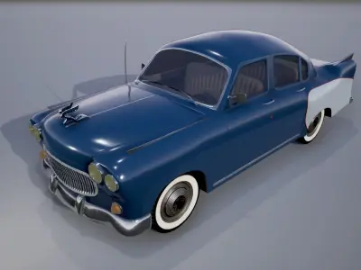 Retro Car Low-poly 3D model