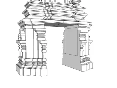 Traditional Thai Temple Gate Low-poly 3D model