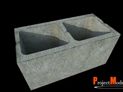 Bricks-Version002 concrete block Low-poly 3D model
