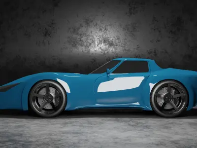 Blue sport car concept model 3D model