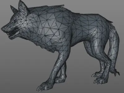 wolf with 15 animations Low-poly 3D model