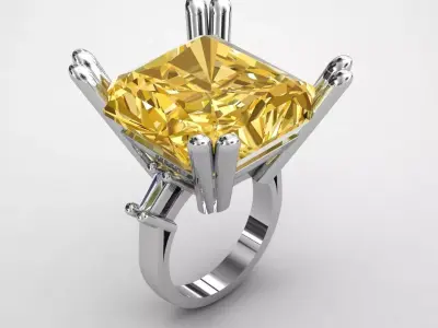 ring with diamond 3D print model buy