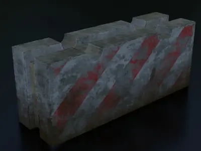 Concrete road block low-poly Low-poly 3D model