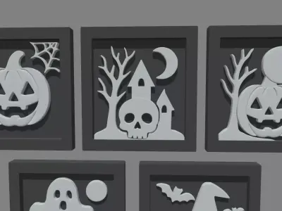 Halloween Pictures Frames 03 Low-poly 3D model