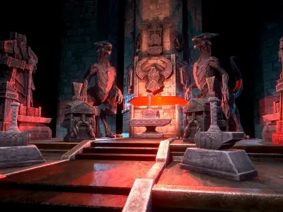 Dwarven statues Low-poly 3D model