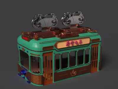 Chinese ski gondola figure  Low-poly 3D model