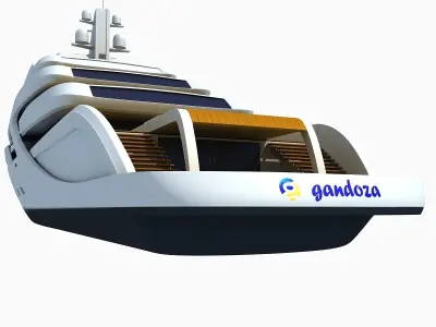 Concept Yellow Deck Luxury Yacht 3D model