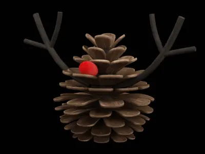 Christmas Pine Cone  Low-poly 3D model