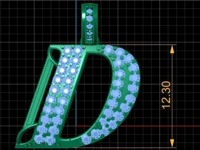 LUXURY ALPHABET D PENDANT 3D PRINTABLE MODEL 3D print model